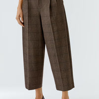 Oui Brown Checked Trousers