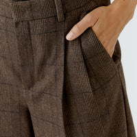 Oui Brown Checked Trousers