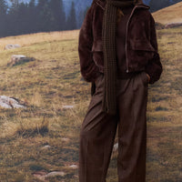 Oui Brown Checked Trousers