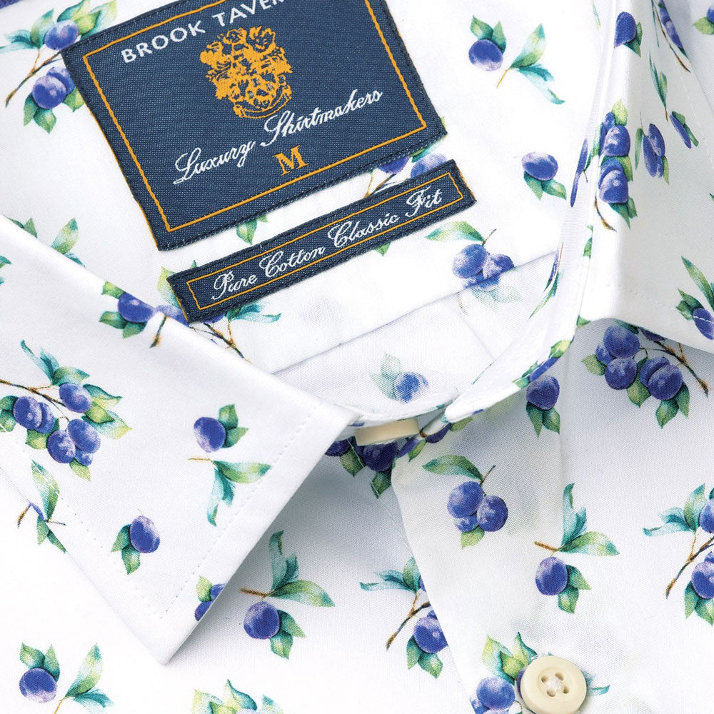 Brook Taverner Classic fit Shirt Plum Pattern