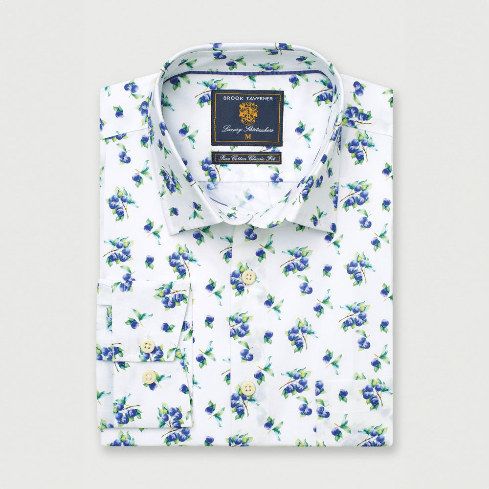 Brook Taverner Classic fit Shirt Plum Pattern