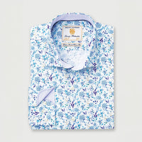 Brook Taverner Stretch Floral Print Shirt Blue