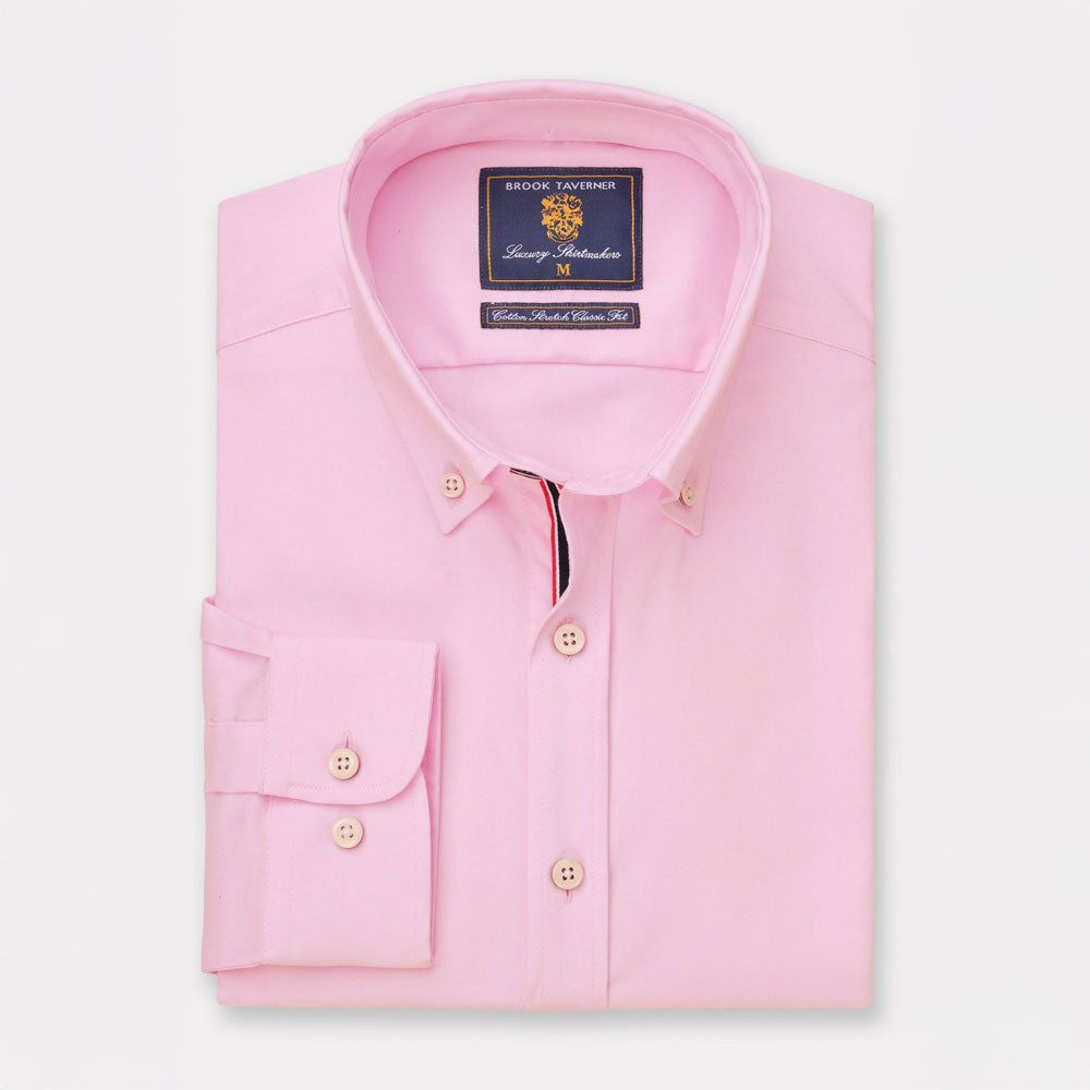 Brook Taverner Tailored Fit Stretch Cotton Oxford Shirt Pink