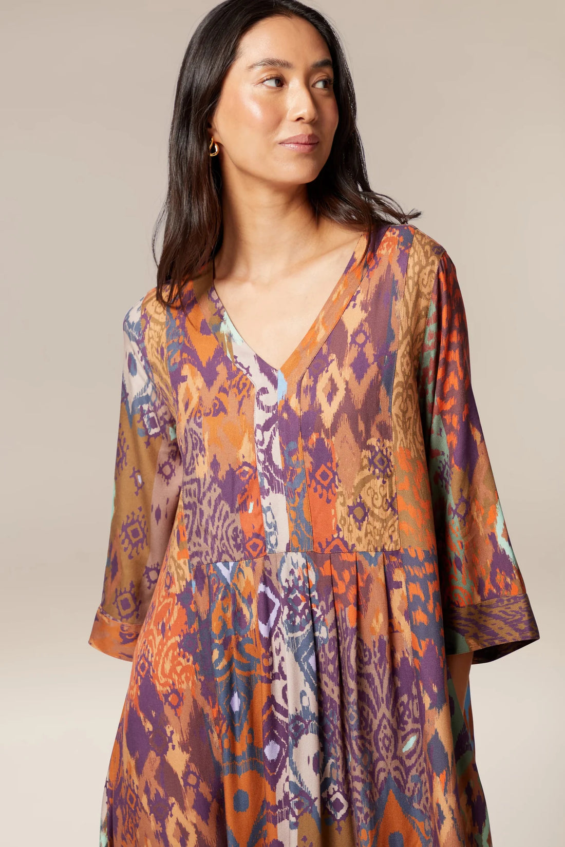 Sahara Ikat Print Twill Dress