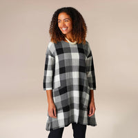 Sahara Crinkle Grid Check Tunic Black/White 2