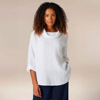 Sahara Waffle Linen Cowl Neck Top