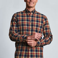 Brook Taverner Small Herringbone Shirt - Navy/Red