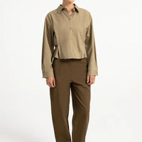 YAYA Poplin Blouse Button Detail