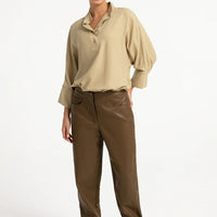 YAYA Soft Blouse with Polo Collar