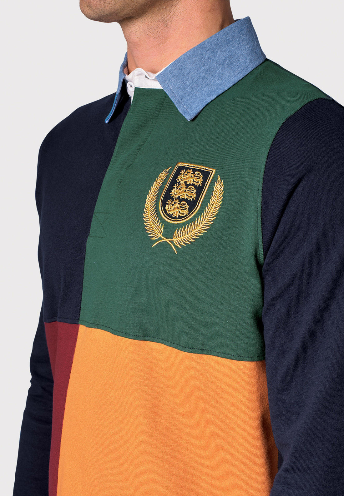 Brook Taverner Wyre Navy, Wine and Forest Harlequin Rugby Shirt