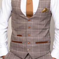 Marc Darcy Slim Fit Ray Tan Waistcoat