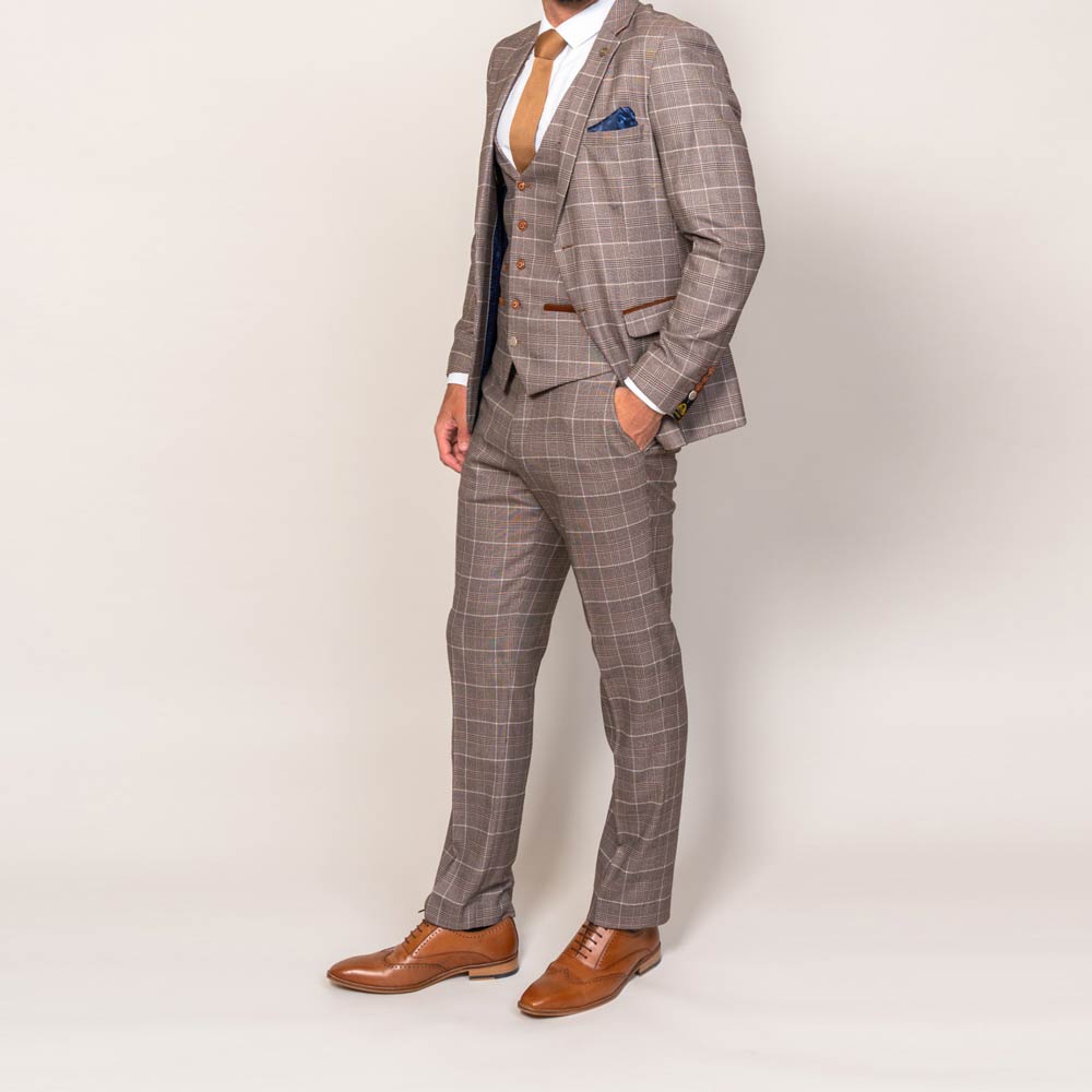 Marc Darcy Slim Fit Ray Tan Check Jacket v1