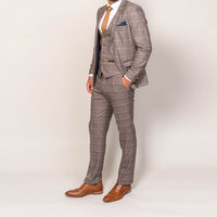 Marc Darcy Slim Fit Ray Tan Check Jacket v1