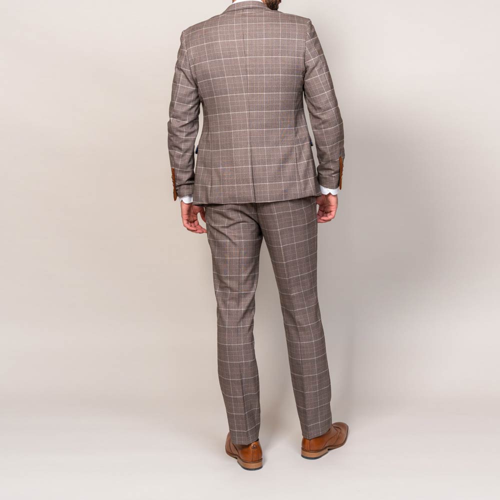 Marc Darcy Slim Fit Ray Tan Check Jacket v4