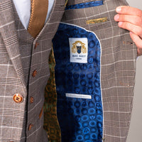 Marc Darcy Slim Fit Ray Tan Check Jacket v3