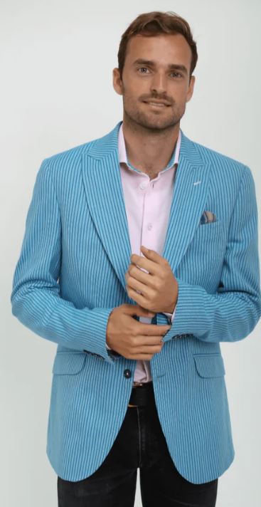 Blue & White Mottled Kenyan Kikoy Blazer