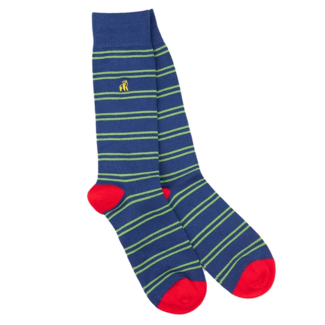 Swole Panda Green & Blue Striped Sock