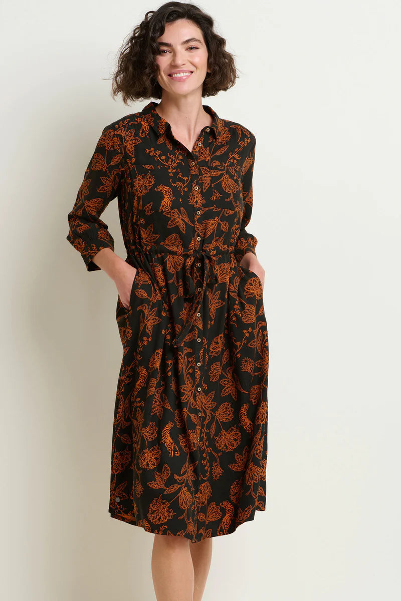 Brakeburn Henna Trail Midi Shirt Dress