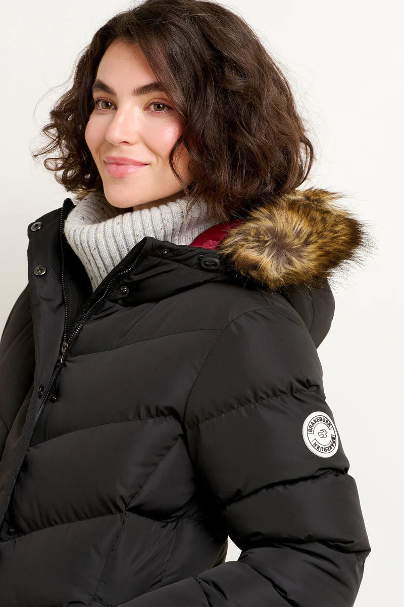 Ladies longline top puffer jacket