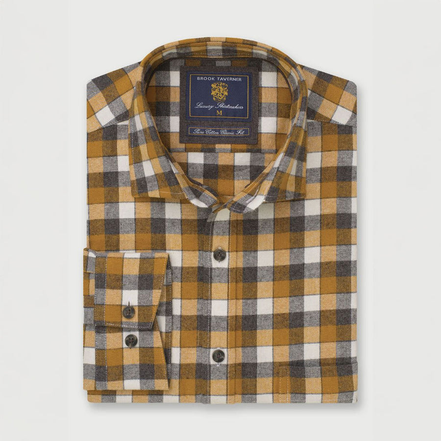 Brook Taverner Check Classic Fit Shirt Orange