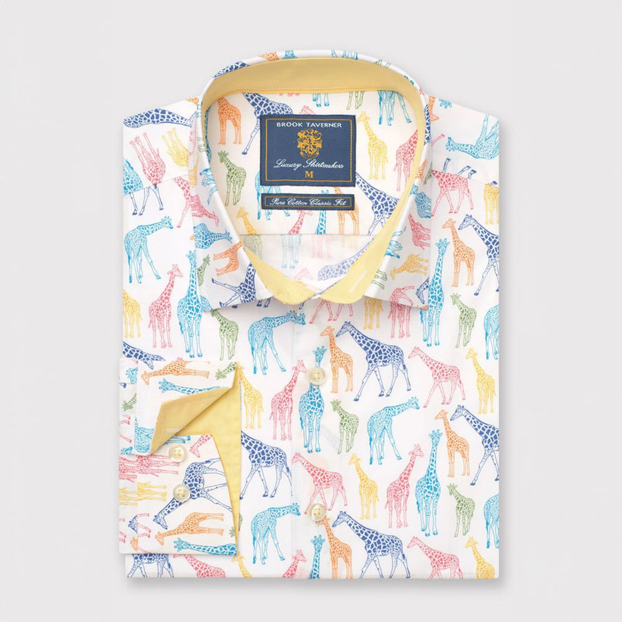 Brook Taverner Classic Fit Shirt Giraffe Print