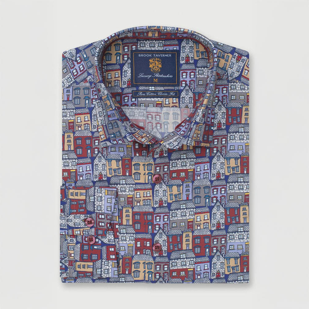 Brook Taverner House Print Classic Fit Shirt