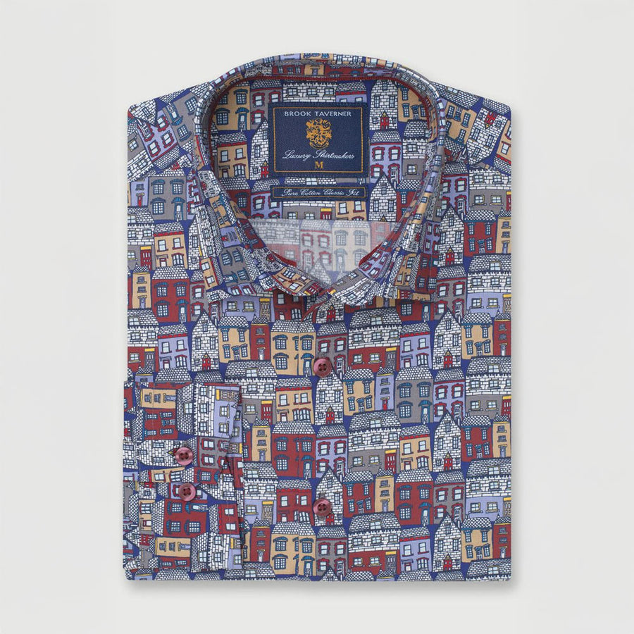 Brook Taverner House Print Classic Fit Shirt