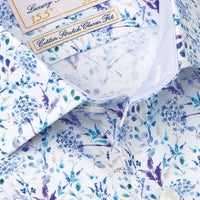 Brook Taverner Stretch Floral Print Shirt Blue