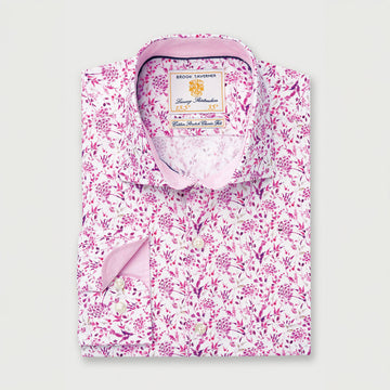 Brook Taverner Stretch Floral Print Shirt Pink