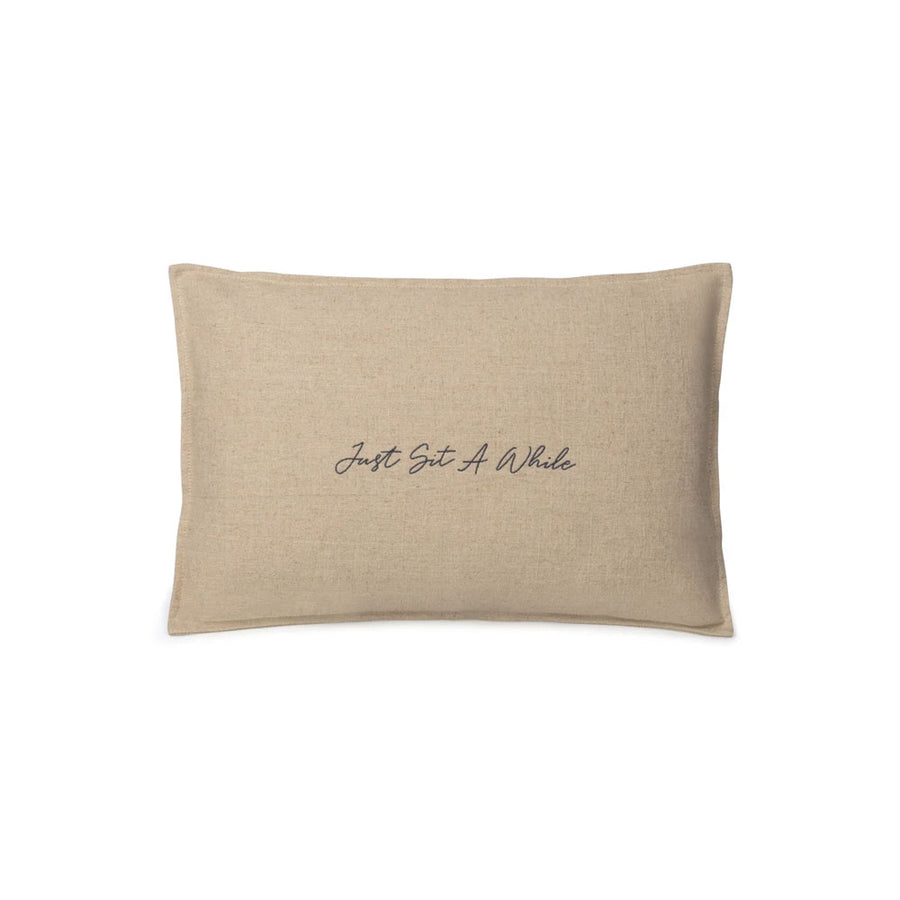 Chalk Just Sit A While Ramie Cotton Cushion