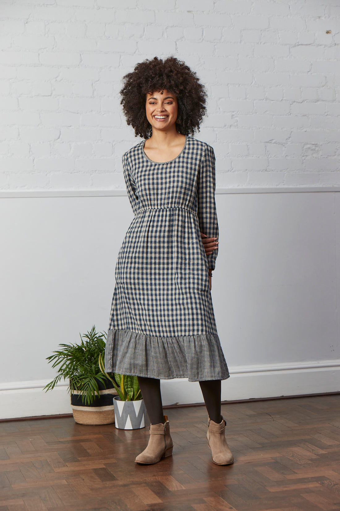 Nomads Checked Cotton Midi Dress -30% at Checkout