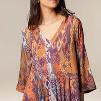 Sahara Ikat Print Twill Dress