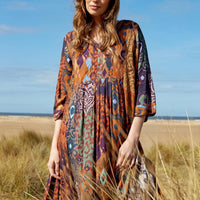 Sahara Ikat Print Twill Dress