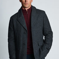 Brook Taverner Charcoal Short Overcoat- Charcoal