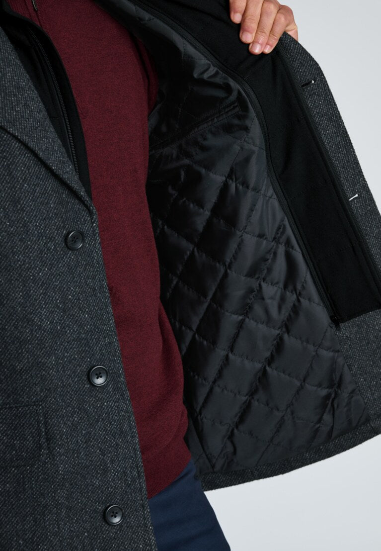 Brook Taverner Charcoal Short Overcoat- Charcoal