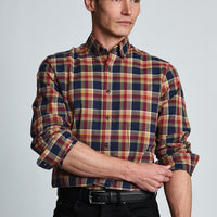 Brook Taverner Small Herringbone Shirt - Navy/Red