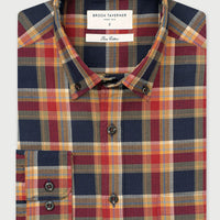 Brook Taverner Small Herringbone Shirt - Navy/Red