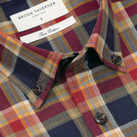 Brook Taverner Small Herringbone Shirt - Navy/Red