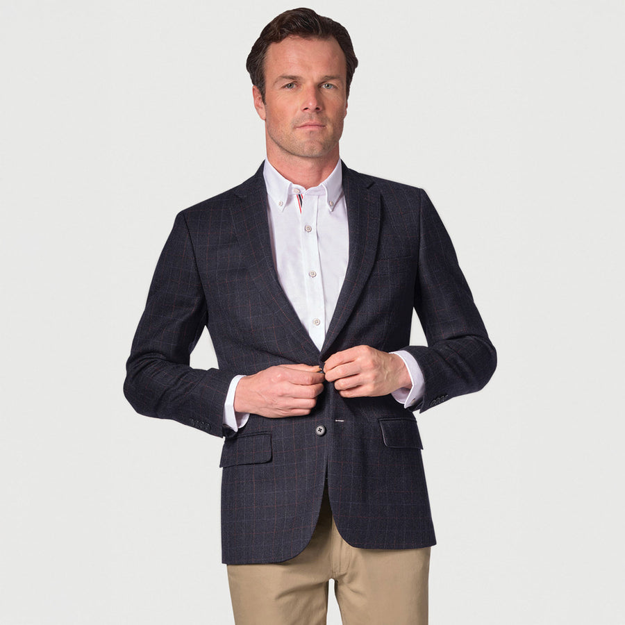 Brook Taverner Camberley Navy Pure New Wool Check 2