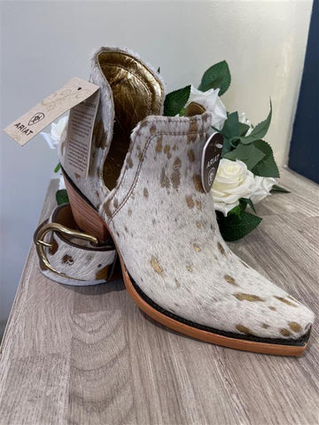 Dixon Haircalf White and Gold Western Boot