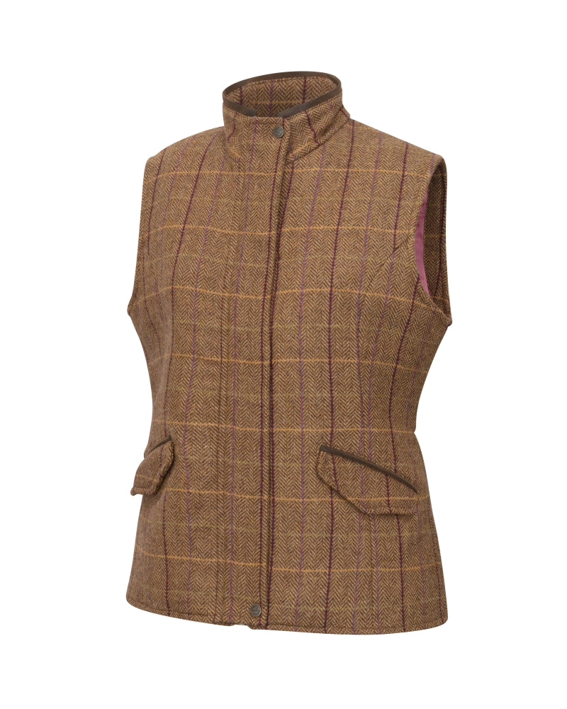 Hoggs of Fife Eden Tech Tweed Gilet - Bracken/Blackberry