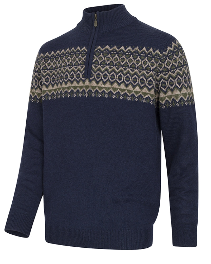 Hoggs Mens Colonsay Fair Isle 1/4 Zip Pullover