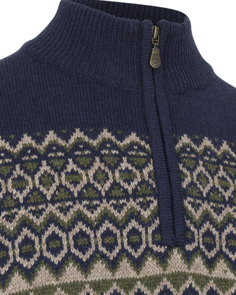 Hoggs Mens Colonsay Fair Isle 1/4 Zip Pullover