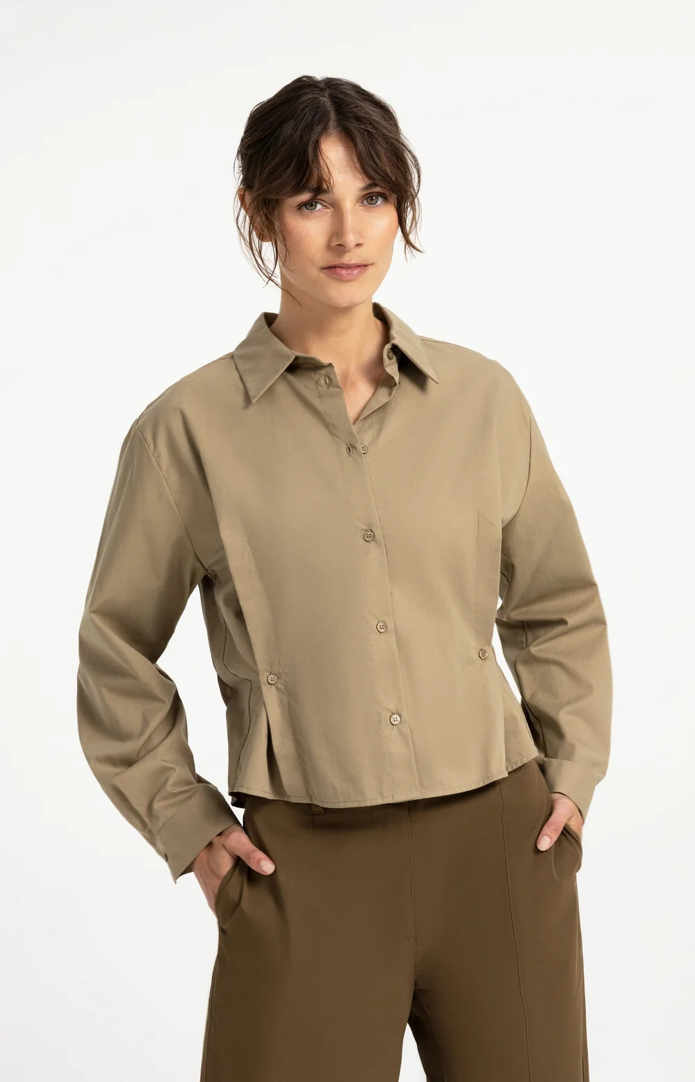 YAYA Poplin Blouse Button Detail