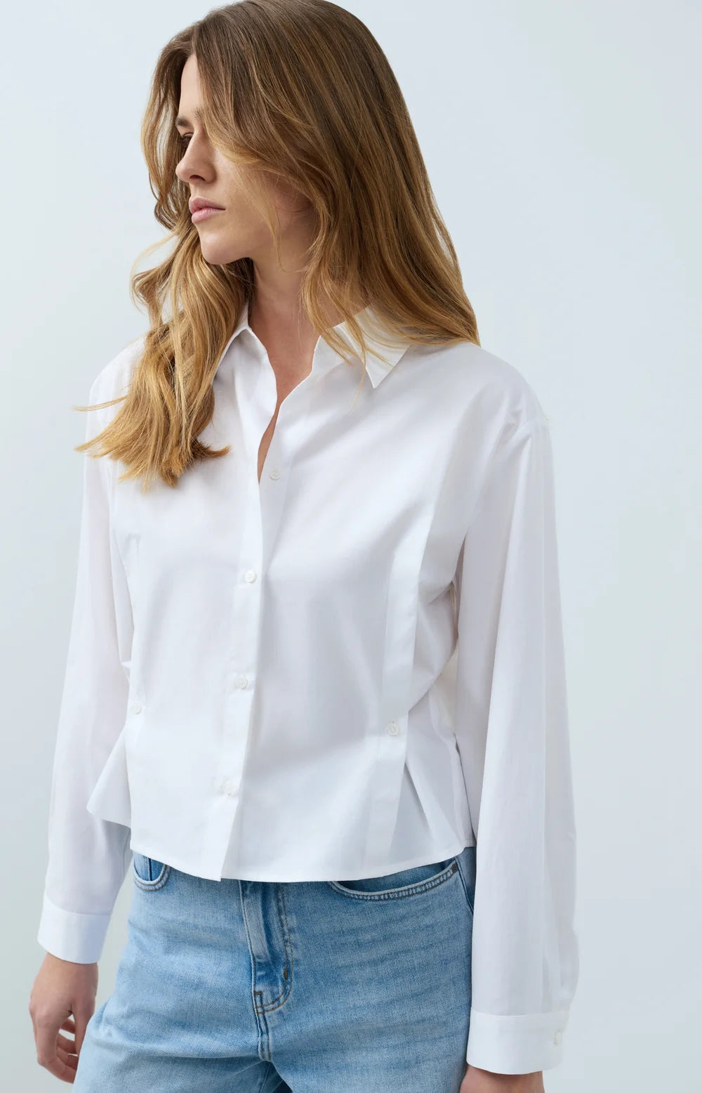 YAYA Poplin Blouse Button Detail