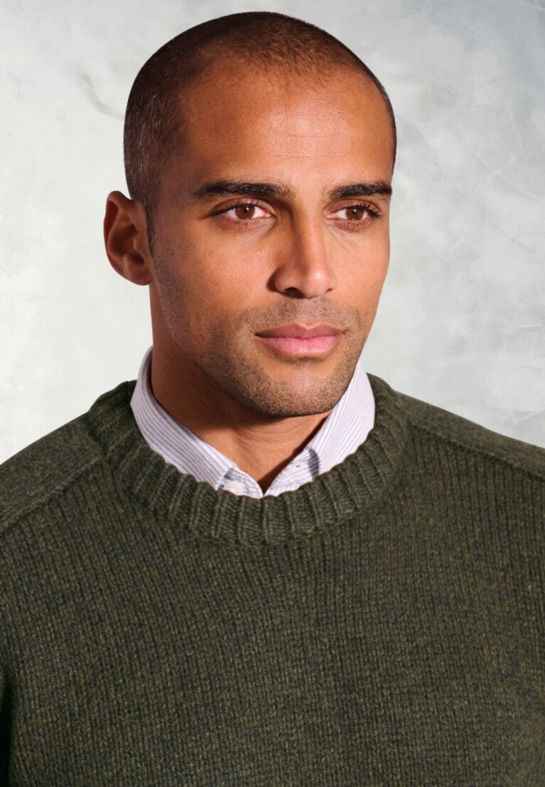 Brook Taverner Rooth Khaki Chunky Crew Neck