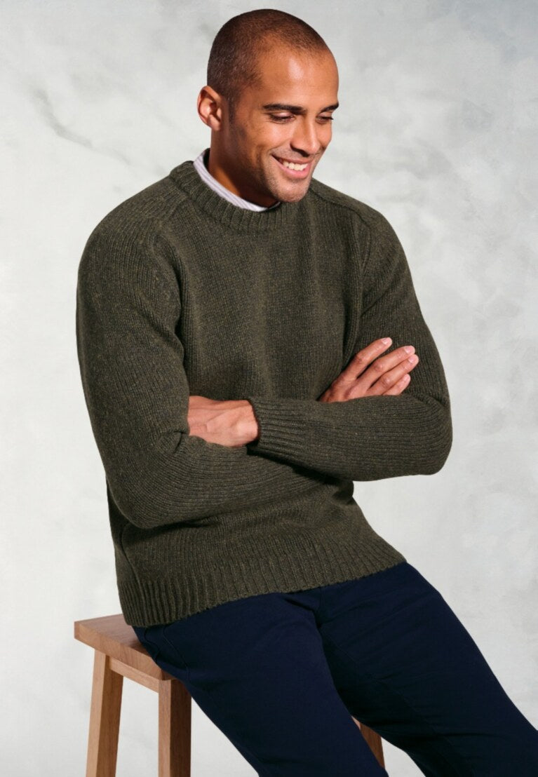 Brook Taverner Rooth Khaki Chunky Crew Neck