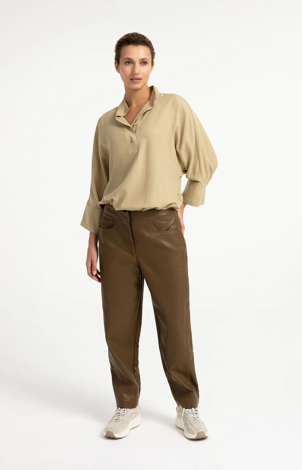YAYA Soft Blouse with Polo Collar