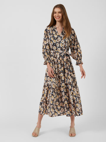 Great Plains - Sunflower Print Organic Belted Dress